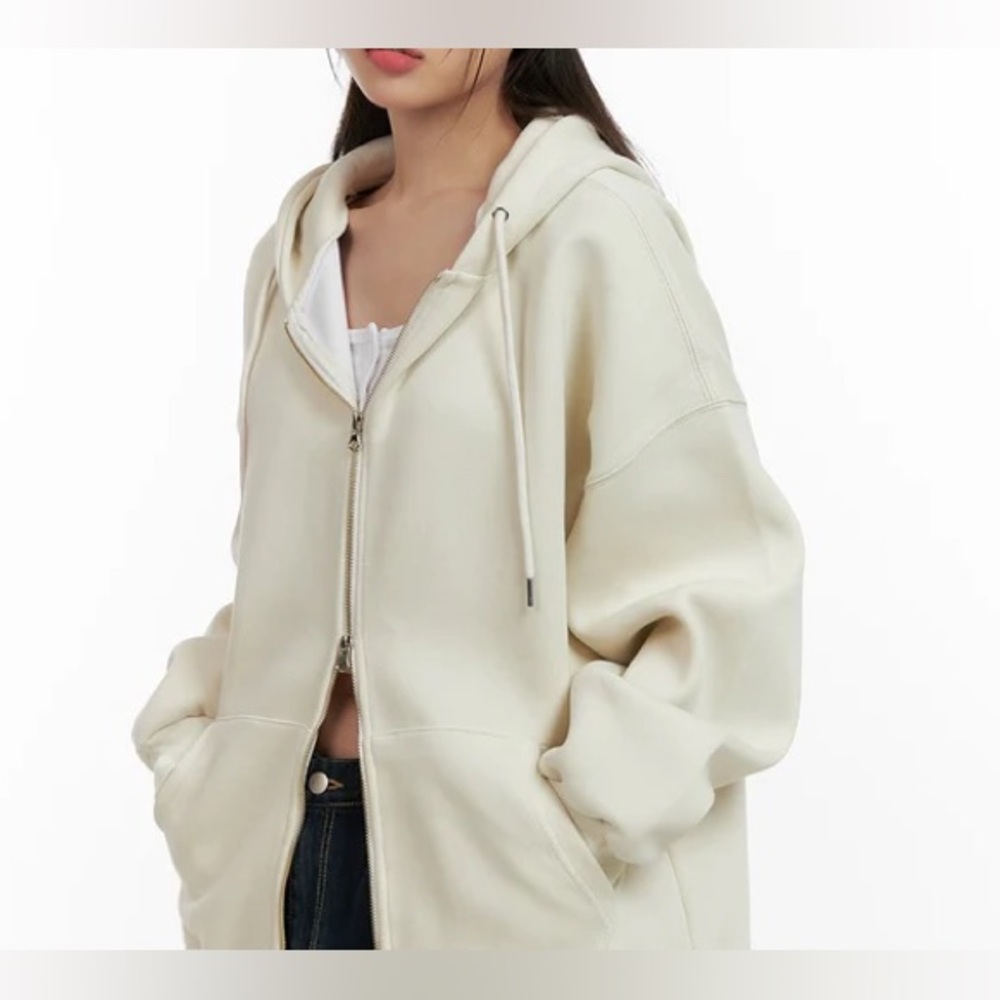 Lattelier Cream Dual Zip-Up Hoodie